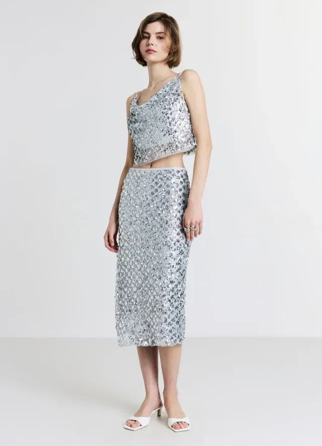 Calliope Atelier jupe midi paillettes femme