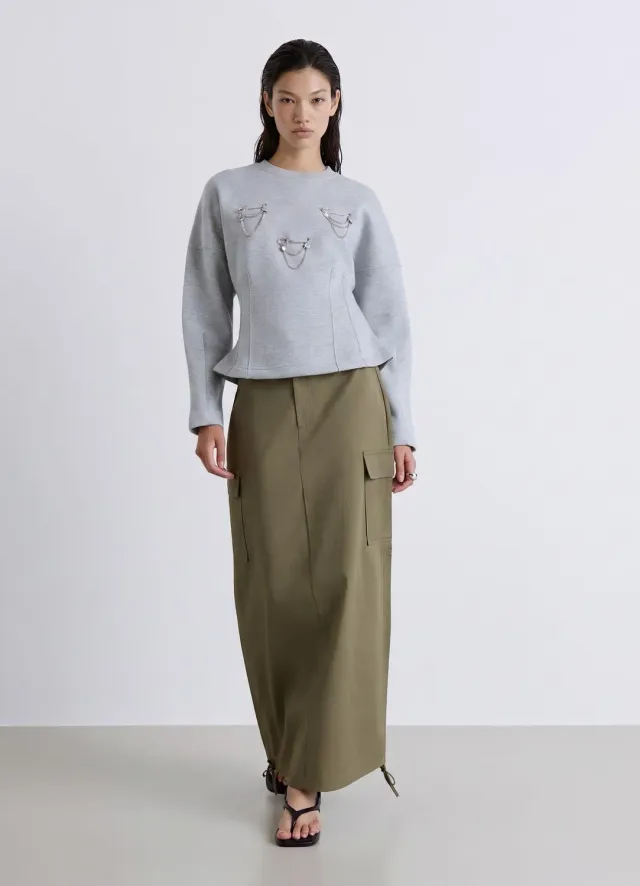 Calliope sweat femme col rond chaînes bijou