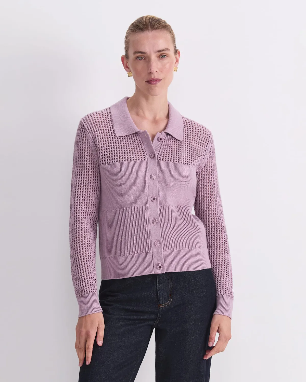Sportscraft Elka Pointelle cardigan coton femme col chemise