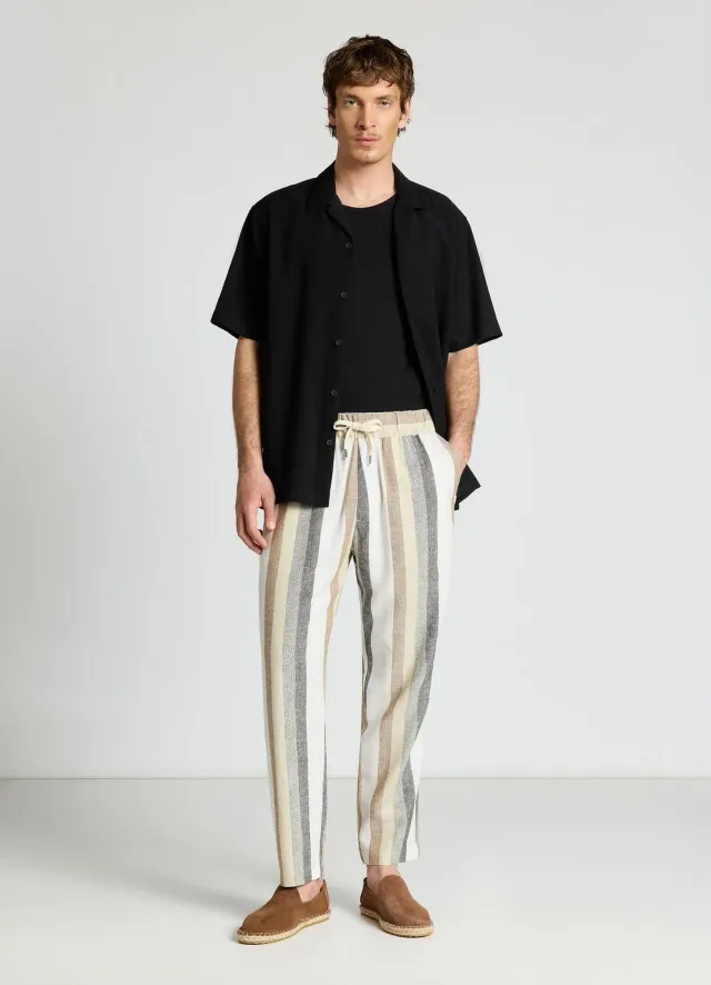 Calliope pantalon jogger rayé pantalon lin homme