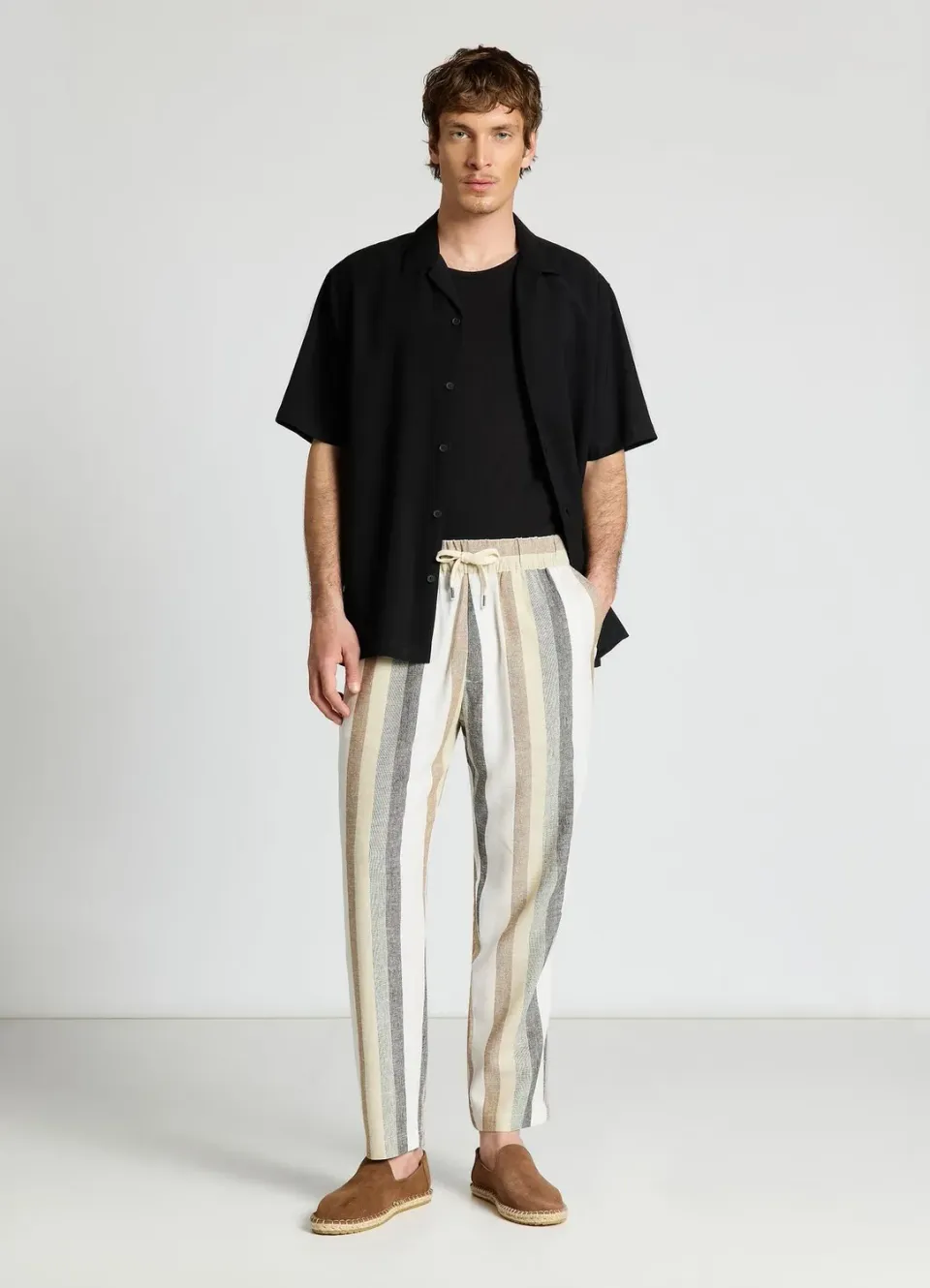 Calliope pantalon jogger rayé pantalon lin homme
