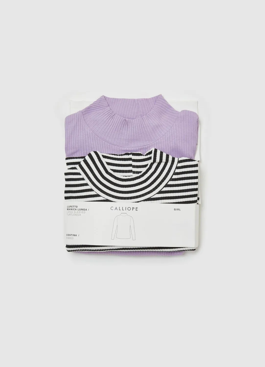Calliope pack 2 t-shirts fille col roulé manches longues