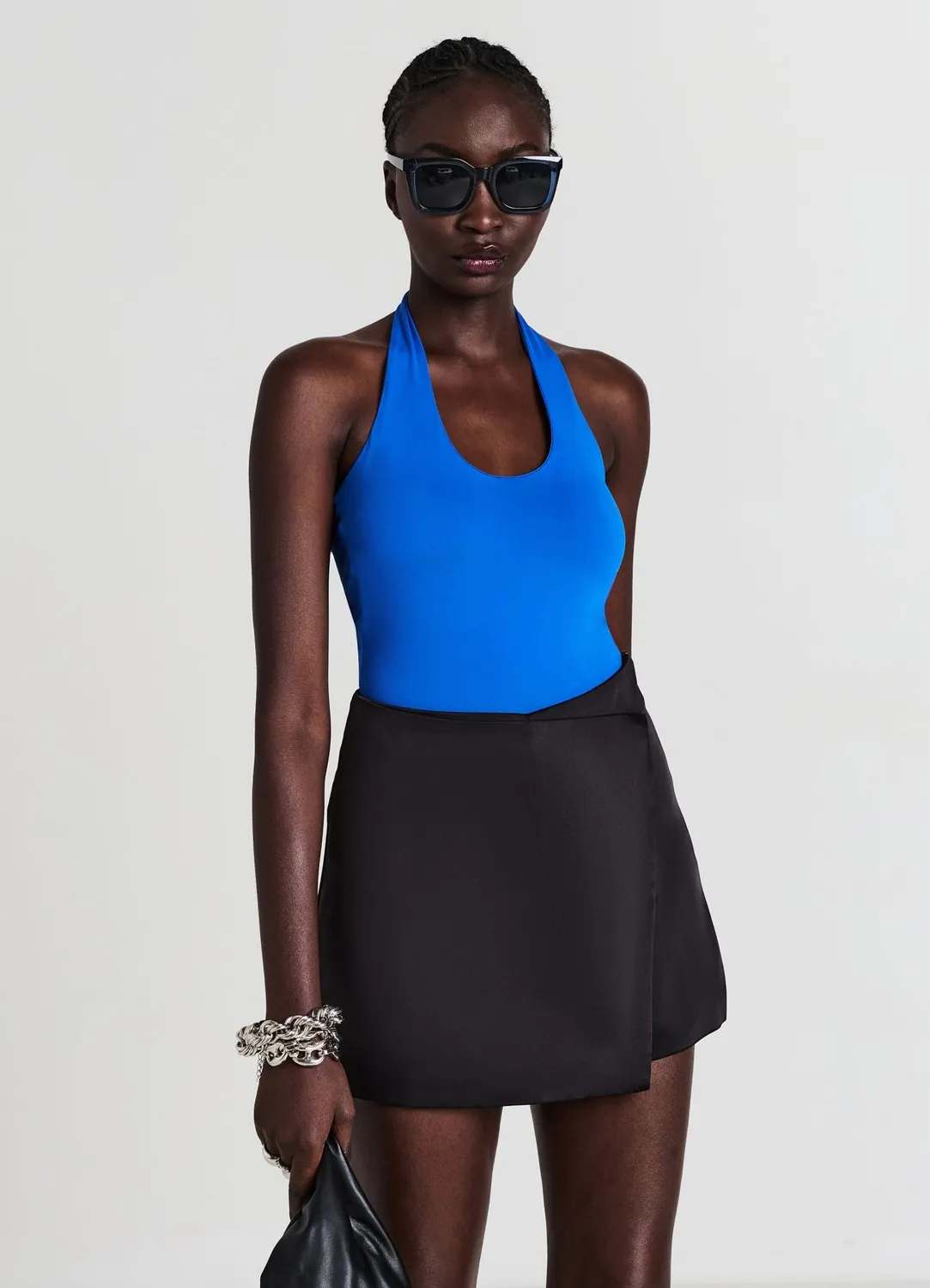 Calliope jupe-short femme satin fermeture latérale
