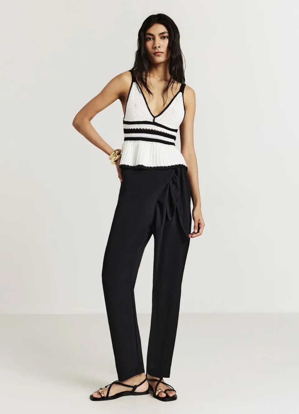 Calliope pantalon femme noué uni fermeture latérale
