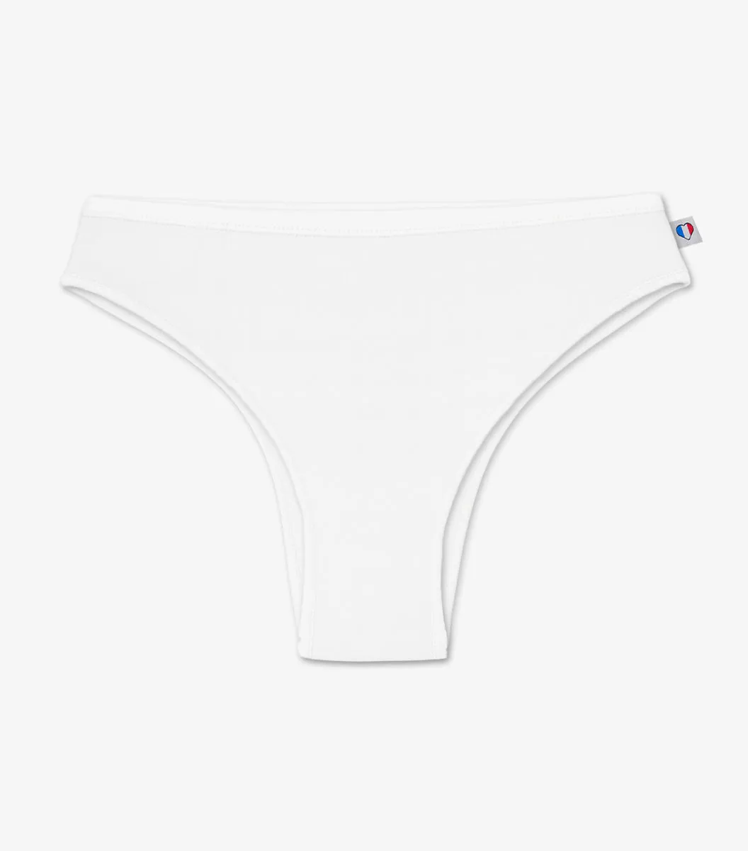 Cocorico Intemporel Blanc tanga femme coton