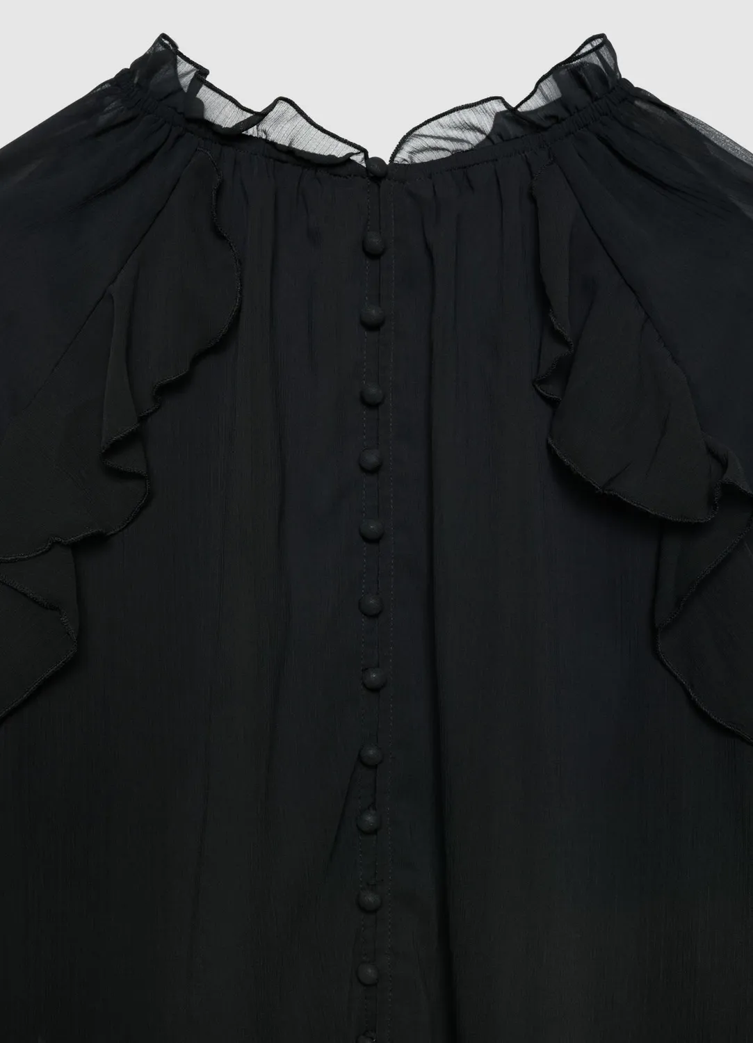 Calliope chemise volants boutons recouverts col haut