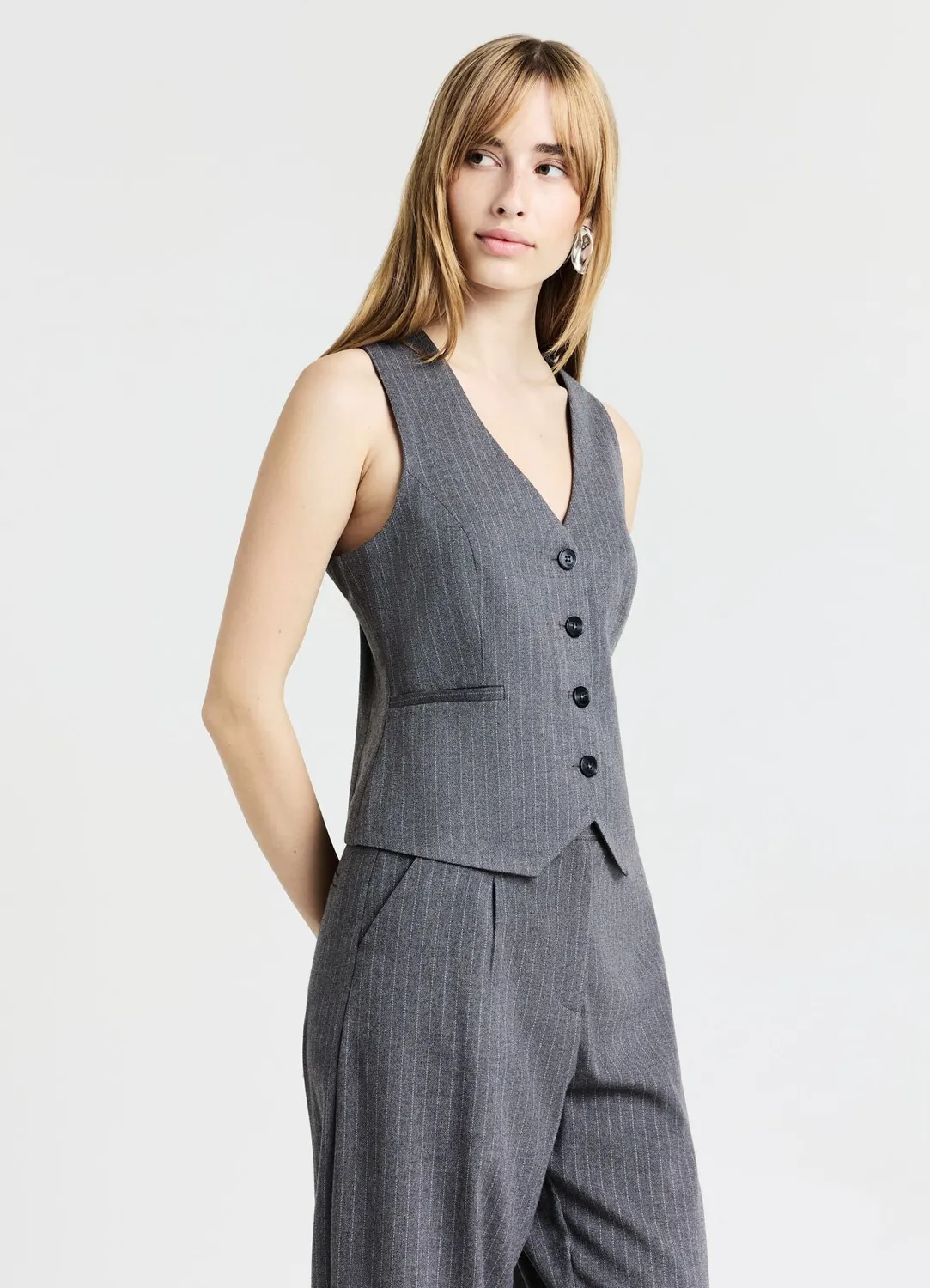 Calliope gilet à rayures femme boutonné ajusté