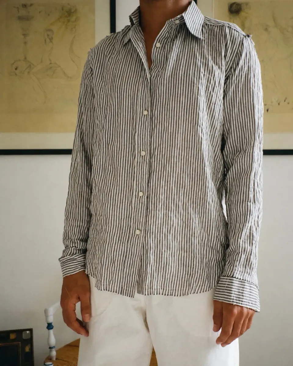 Erevan Jagger chemise herringbone noire homme