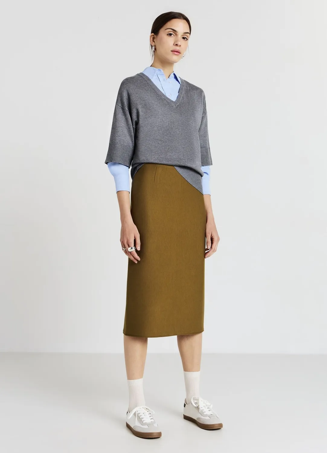 Calliope jupe midi fendue femme colonne