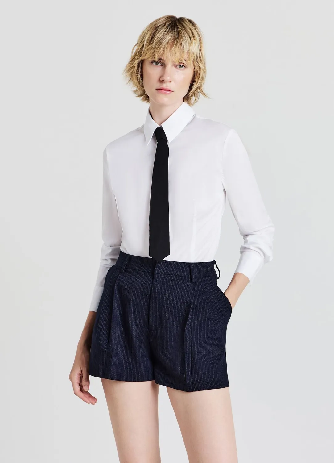 Calliope chemise slim lavallière coton femme