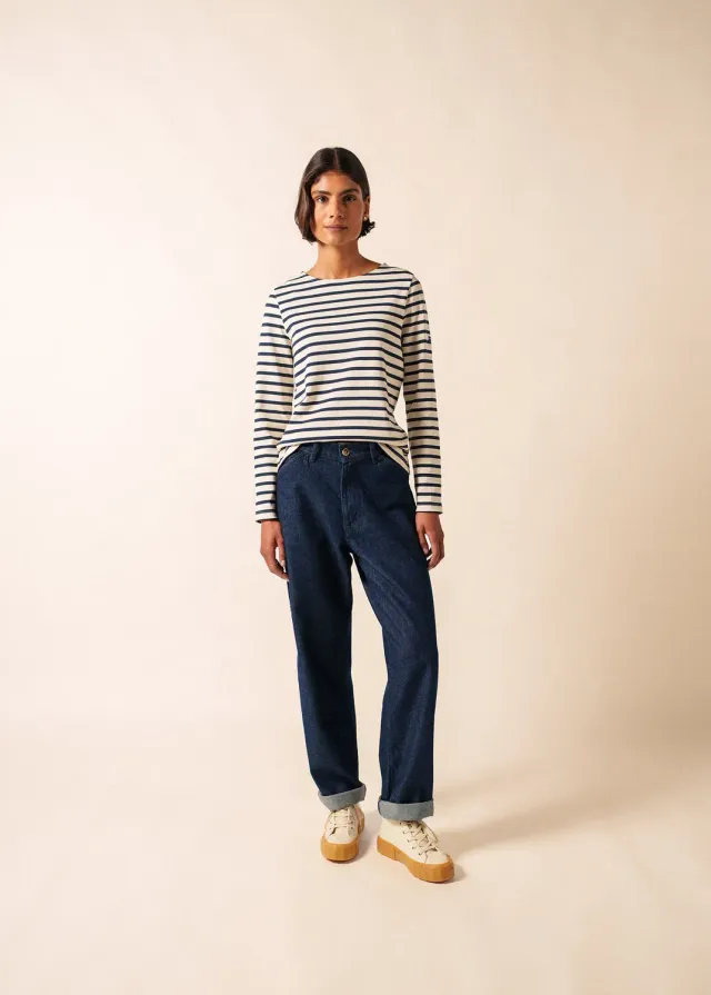 Saint James Méridame marinière femme écru marine coton