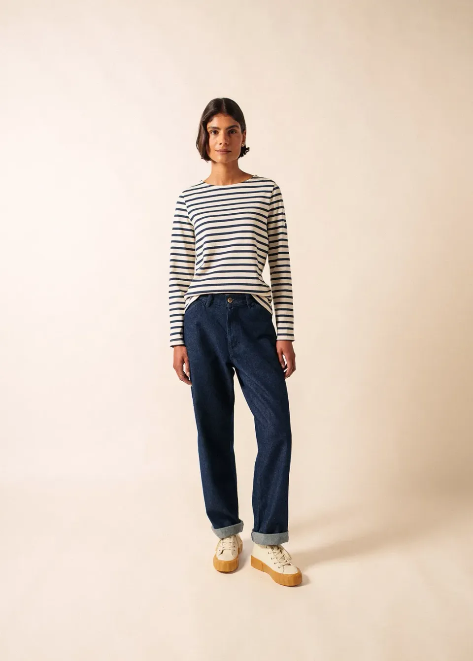 Saint James Méridame marinière femme écru marine coton