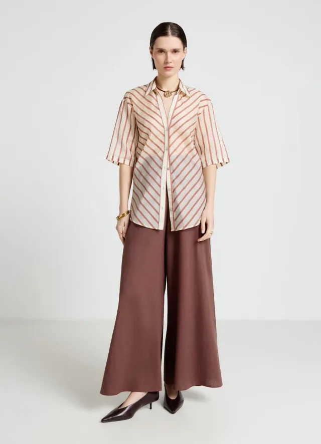 Calliope chemise rayée coulisse femme boutonnée