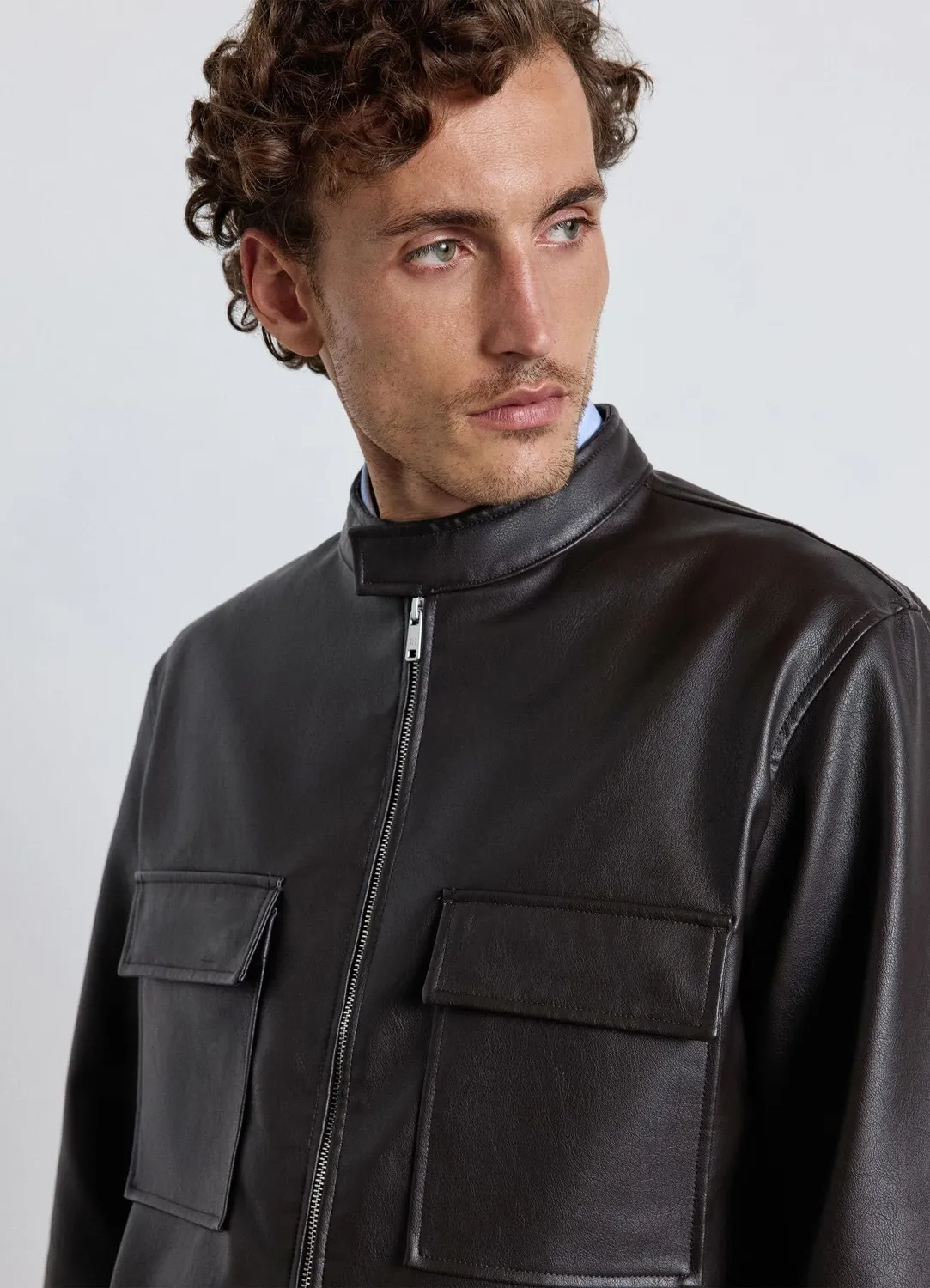 Calliope veste effet cuir homme zip à poches