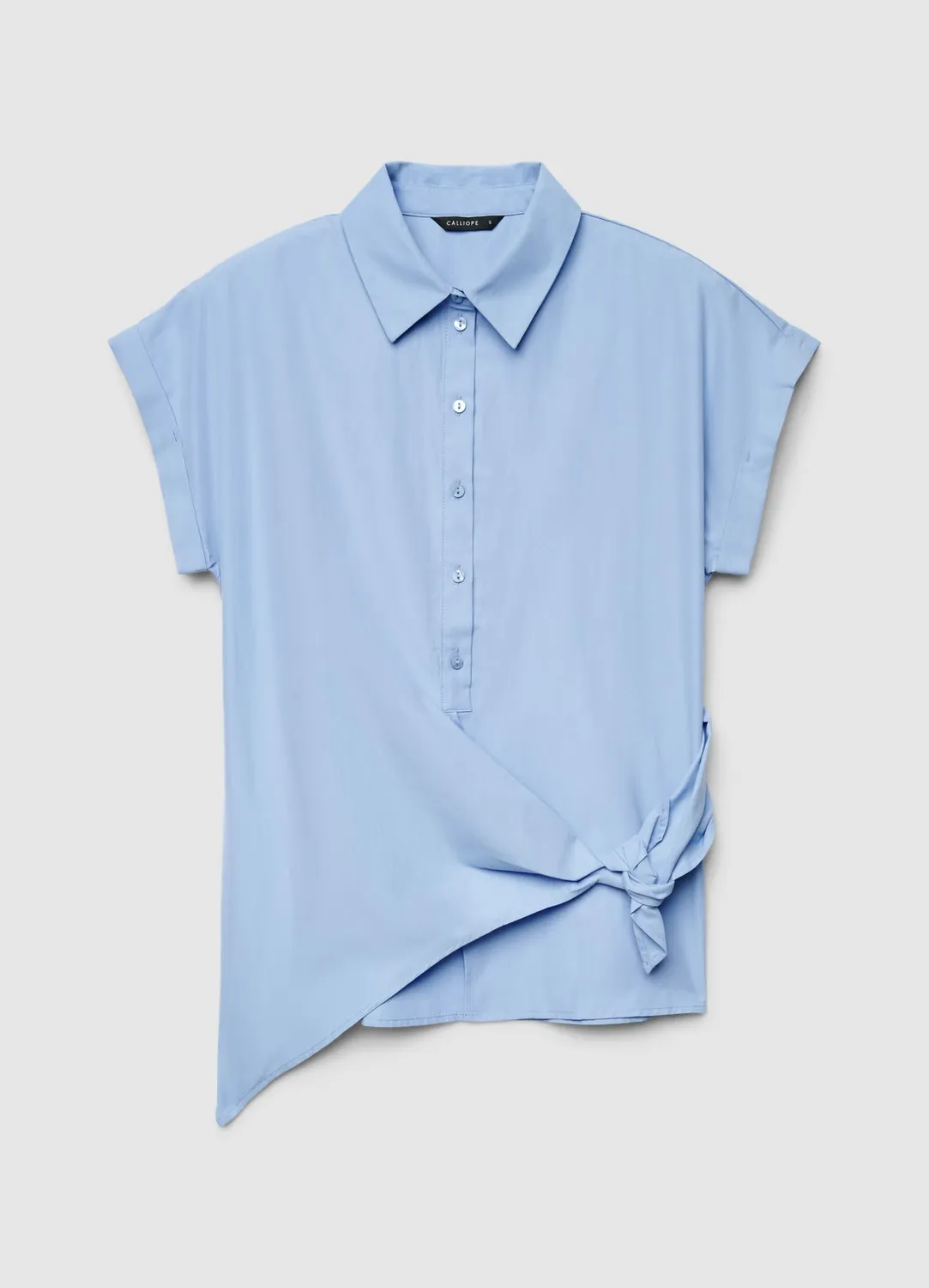 Calliope chemise nœud côté manches courtes unie
