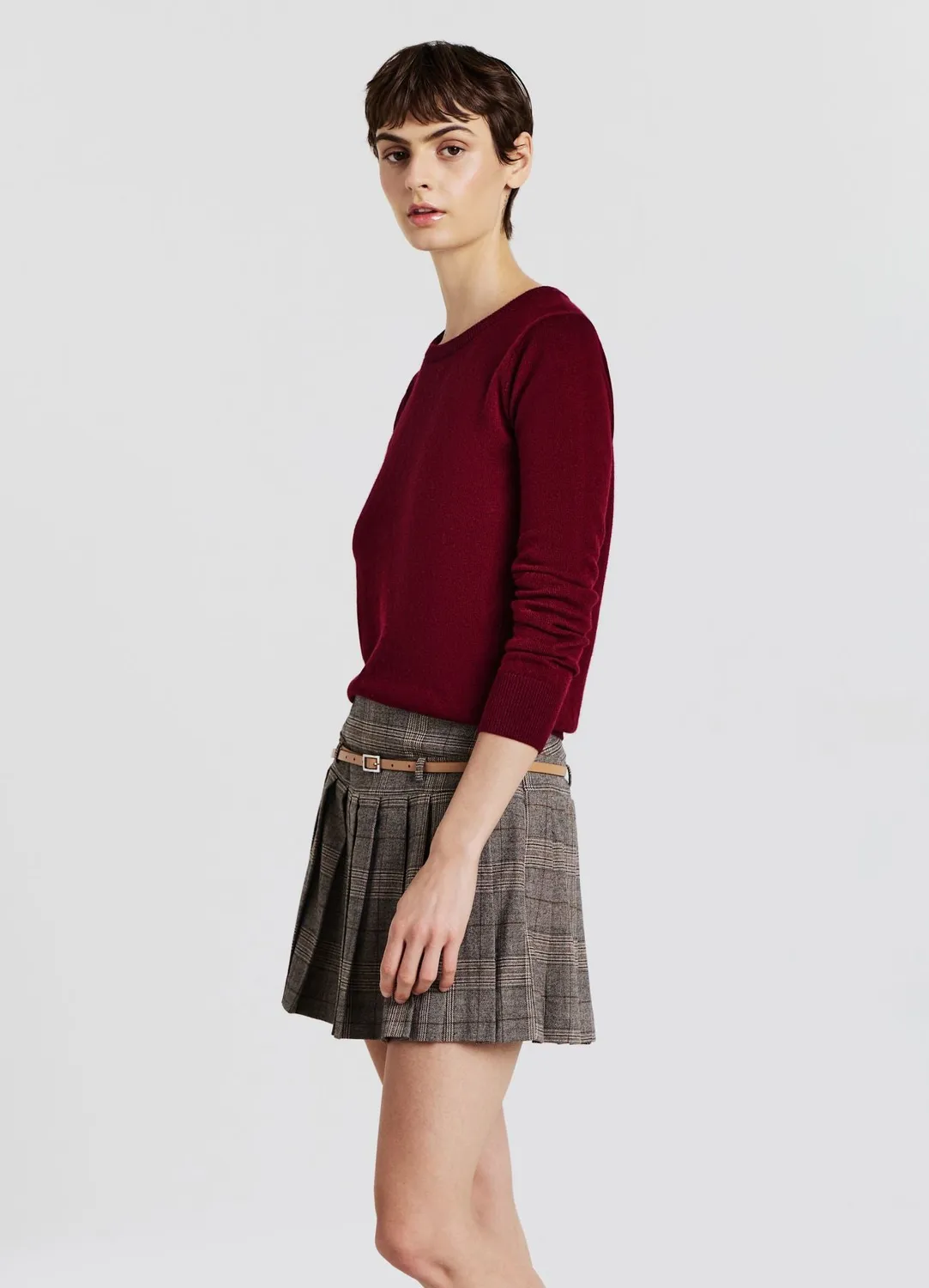 Calliope Pull col rond uni maille fine femme