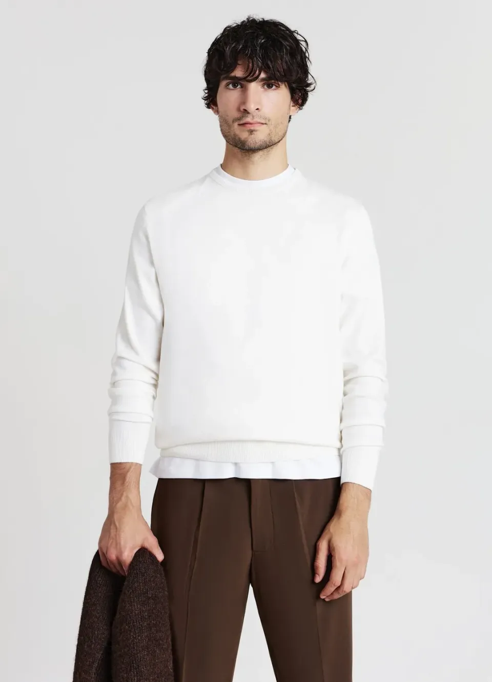 Calliope Maglia pull homme L col rond profils contraste