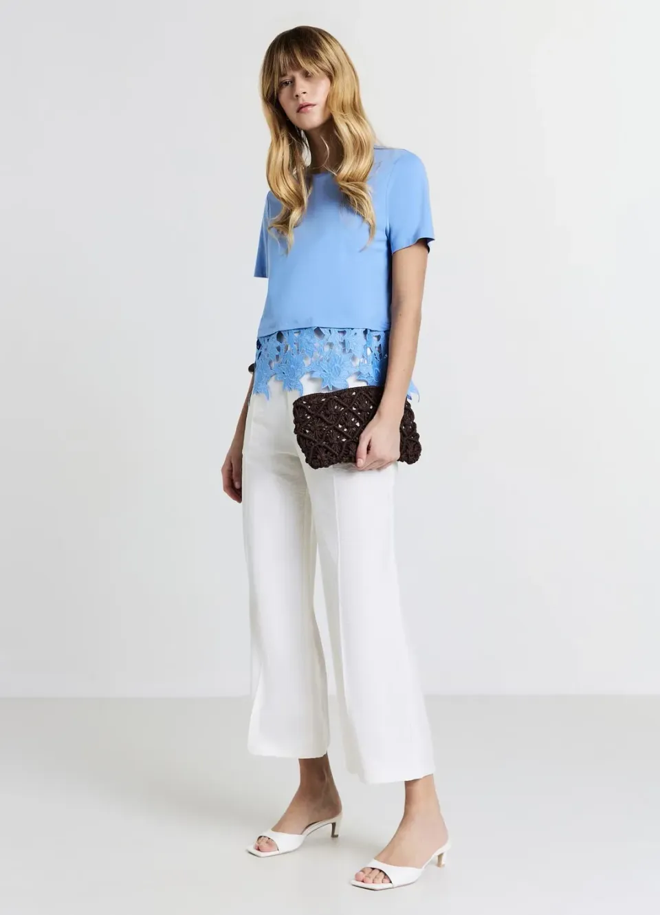 Calliope T-shirt fondo sangallo femme coton blanc