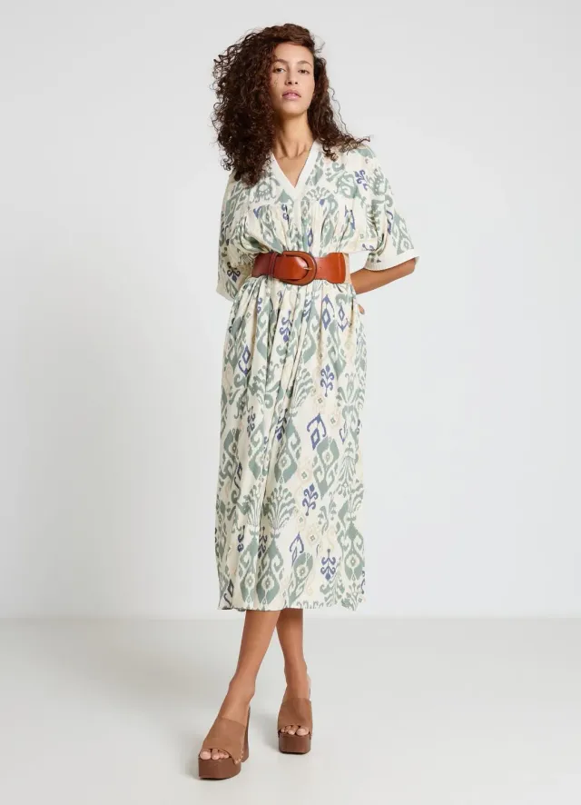 Calliope robe longue col V imprimée femme