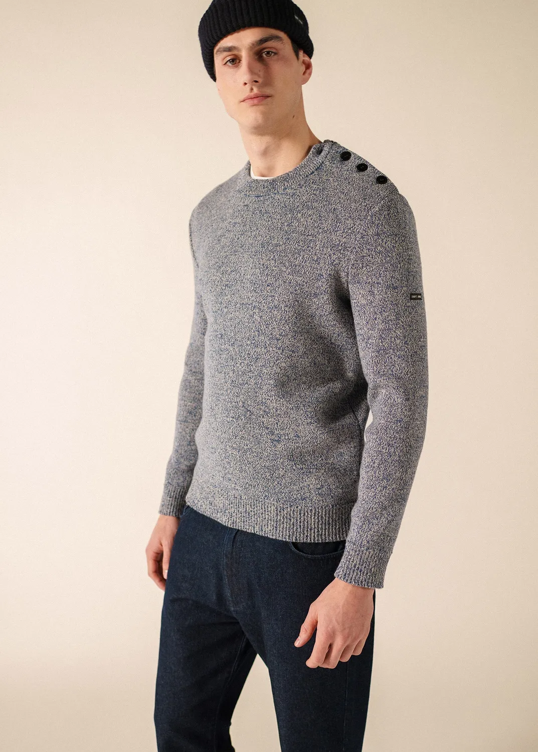 Saint James Cancale pull marin homme jean écru laine