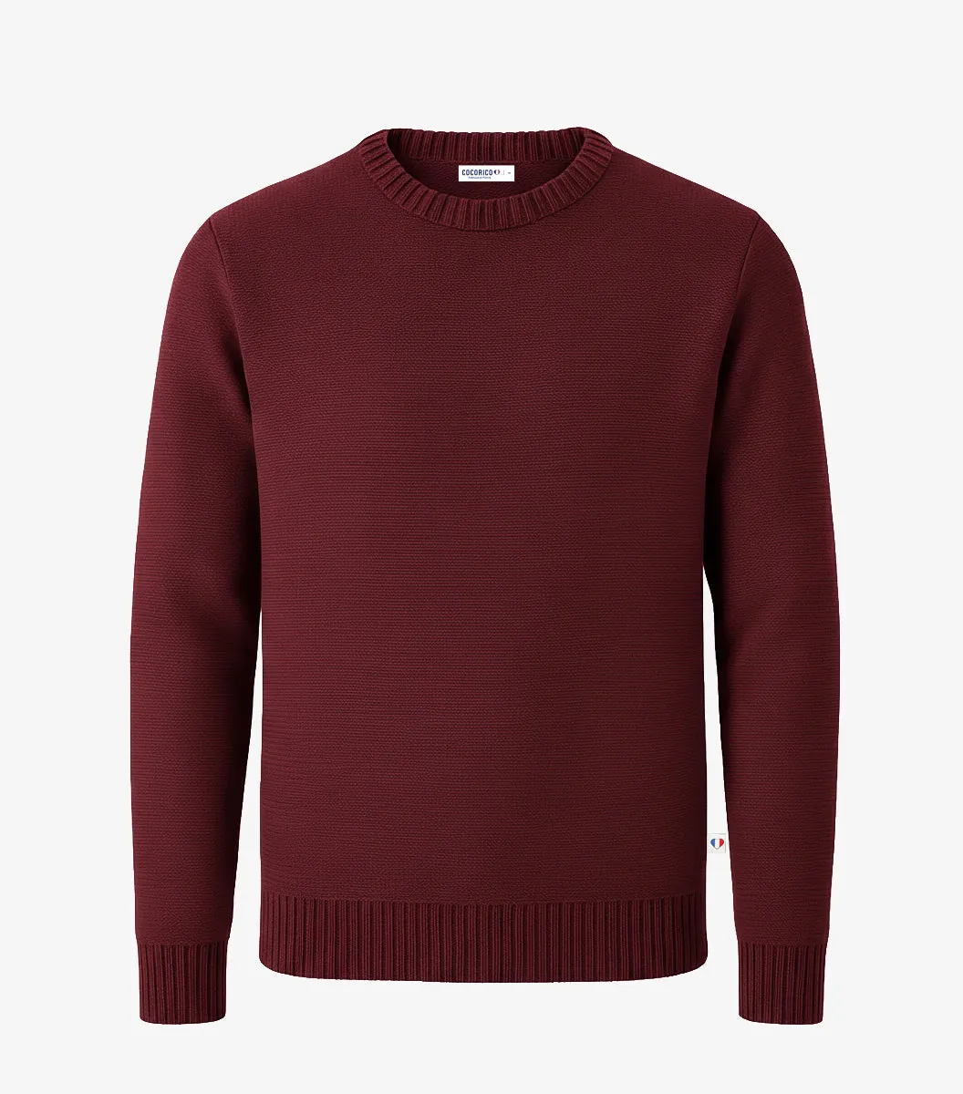Cocorico pull homme laine bordeaux 50% laine