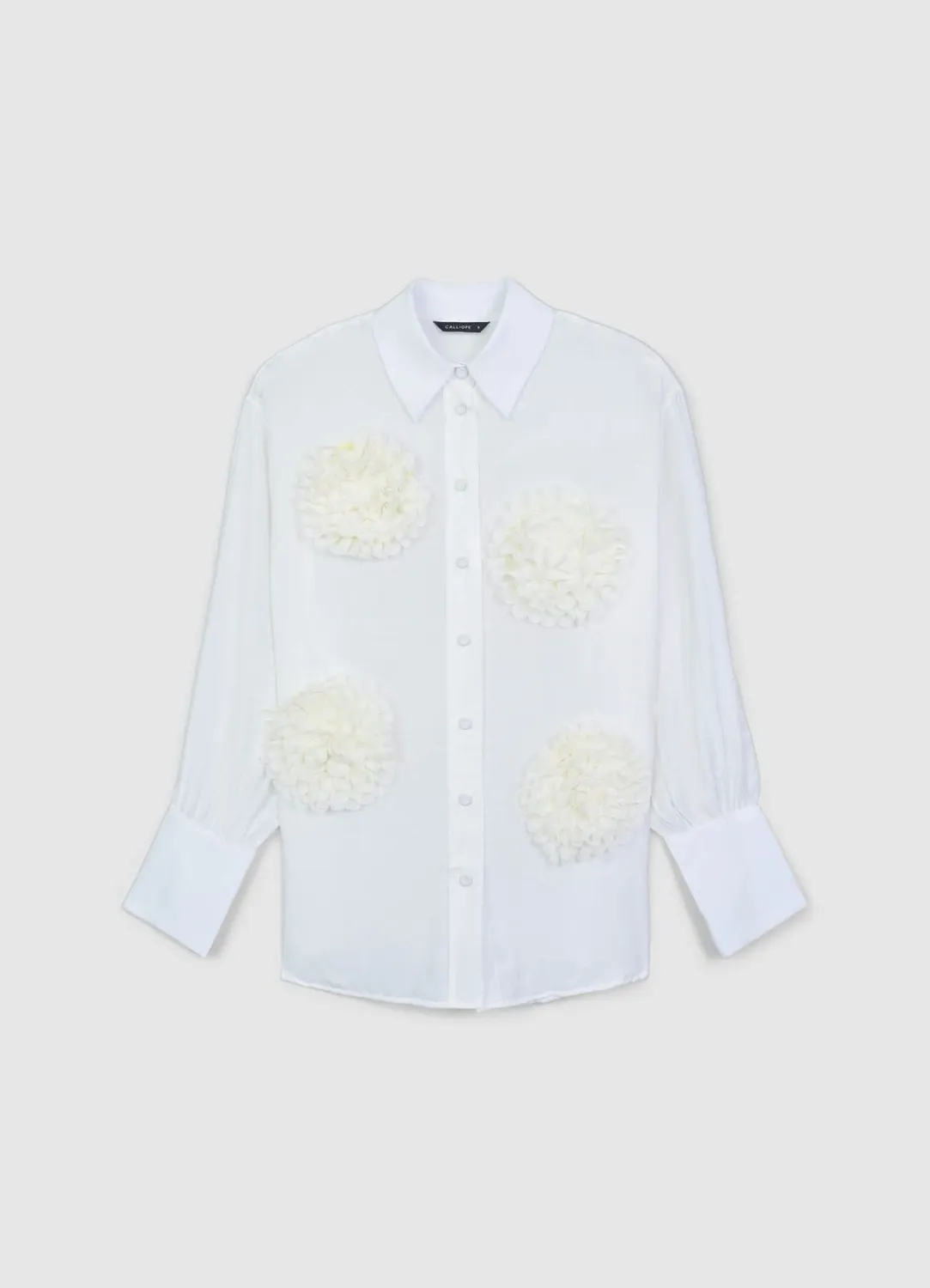Calliope Chemise fleurs appliquées chemise femme manches longues
