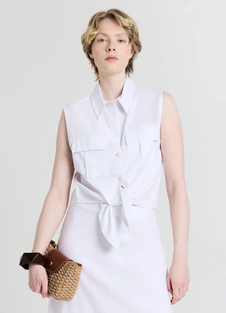 Calliope chemise sans manches femme lin nouée