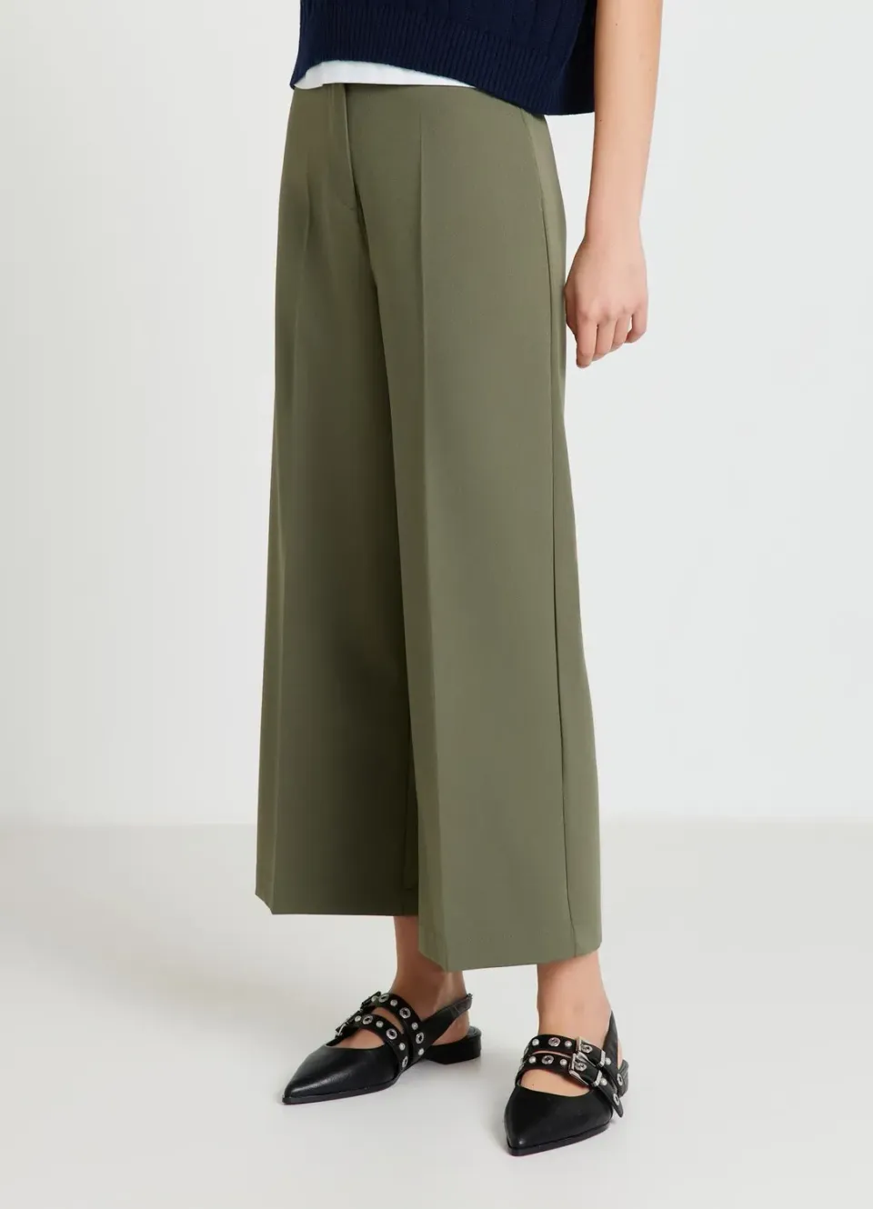 Calliope Palazzo Cropped pantalon uni S coupe bureau