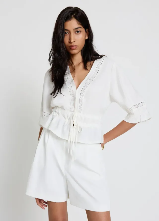 Calliope blouse ajourée col V laçage femme
