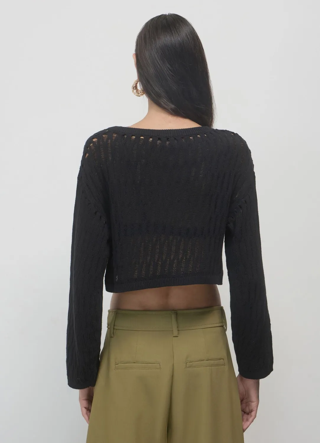 Calliope Pull ajouré col rond coton femme