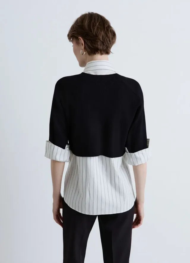 Calliope Maglia over crop uni t-shirt femme col rond