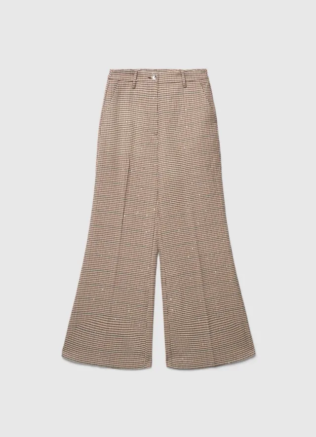 Calliope pantalon palazzo à carreaux S paillettes large