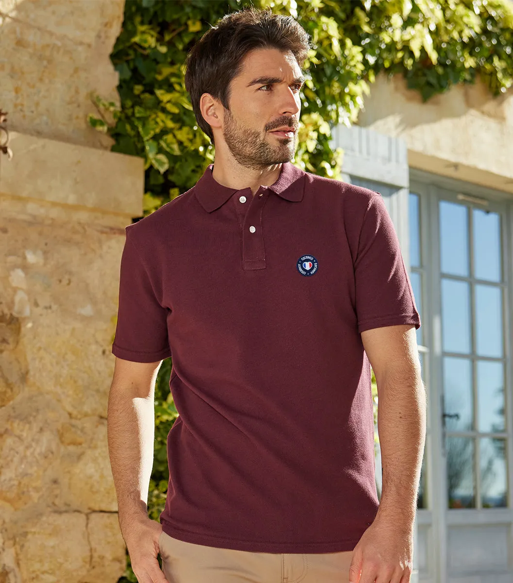 Cocorico Blason polo homme bordeaux coton