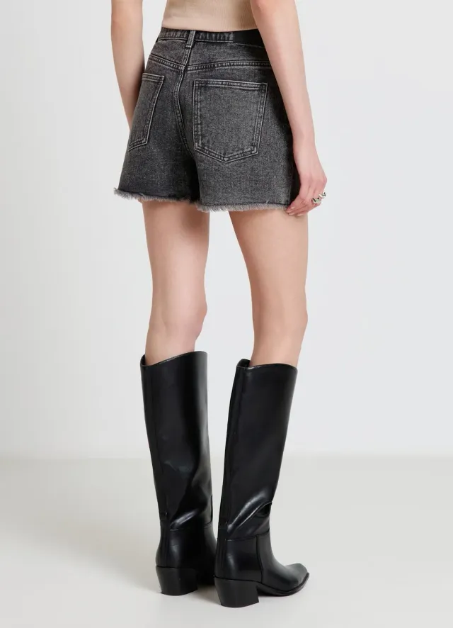Calliope short jean mom femme taille haute effiloché