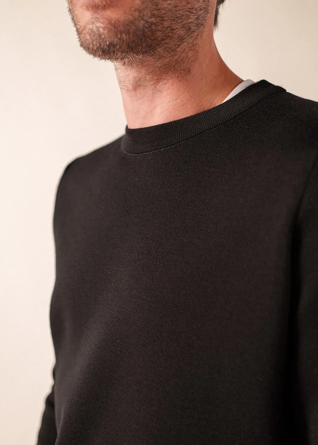 Saint James Cruiser pull col rond noir laine douce