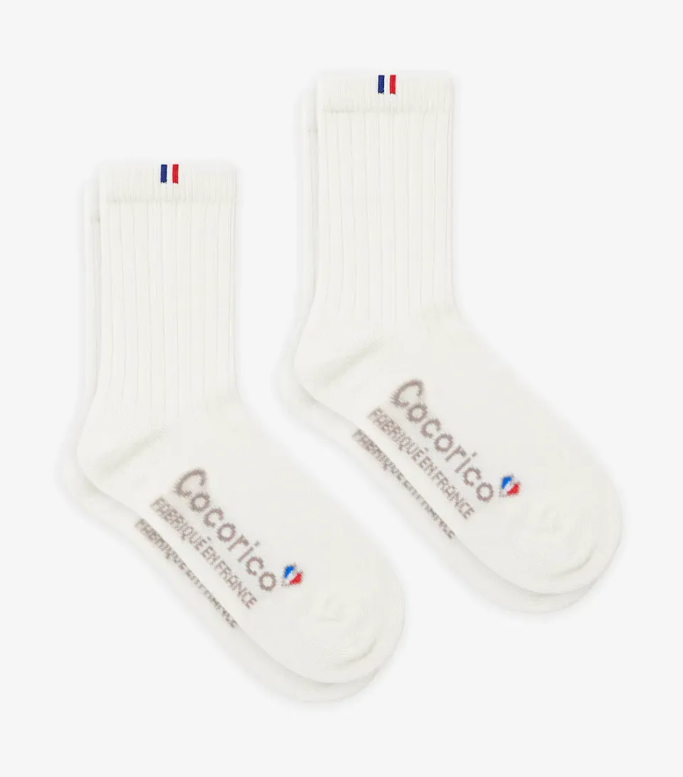 Cocorico Intemporel chaussettes laine femme écru x2