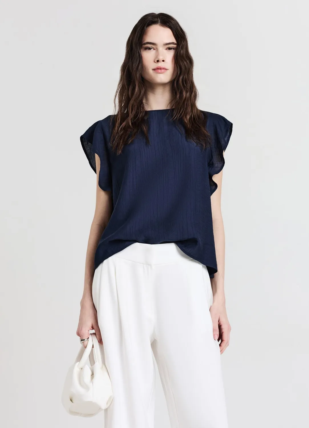 Calliope blouse femme unie manches volants regular