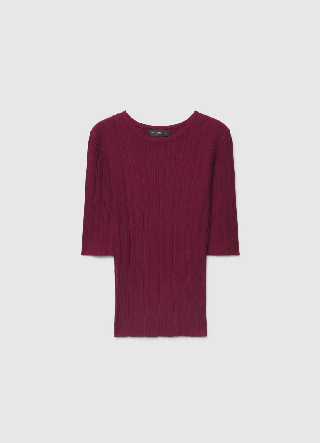 Calliope t-shirt côtelé col rond femme uni