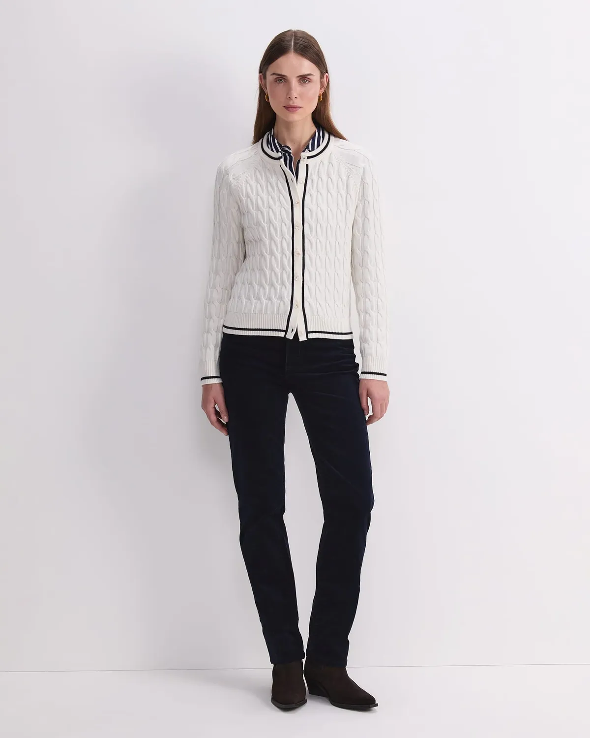 SportsCraft Merino Cable cardigan laine boutonné femme