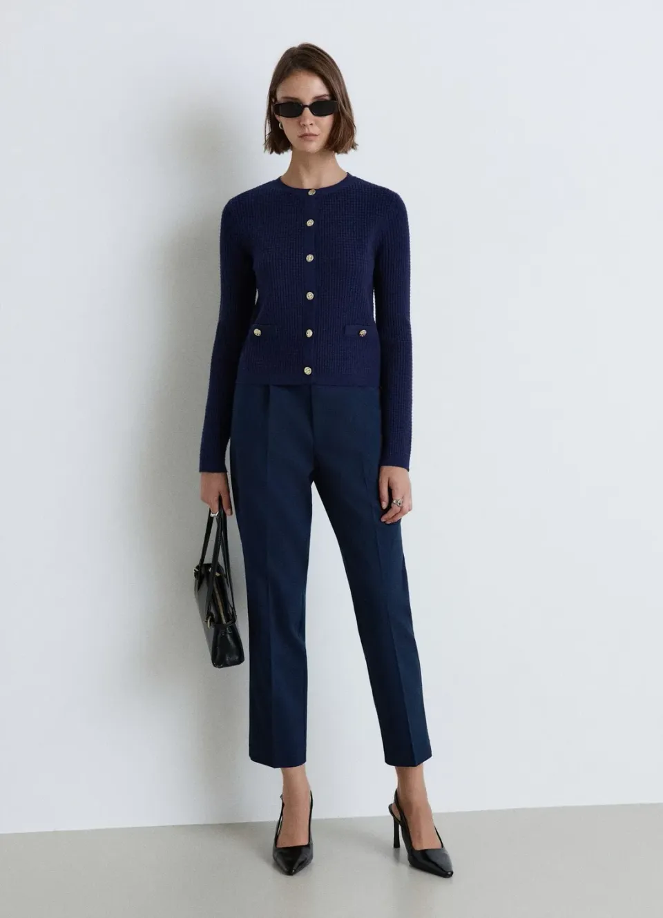 Calliope cardigan gaufré boutons bijou femme