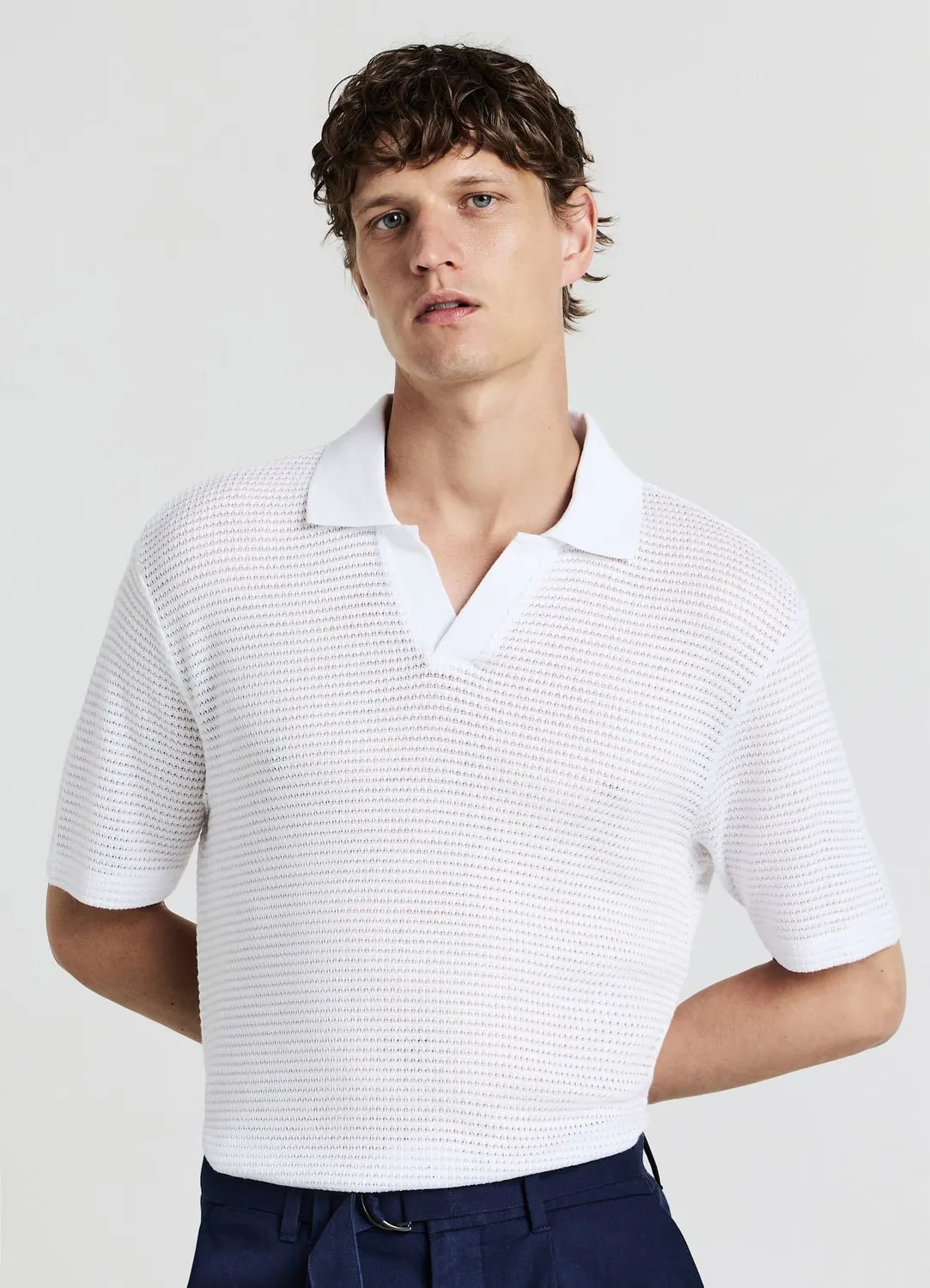 Calliope polo homme t-shirt ajouré uni coton