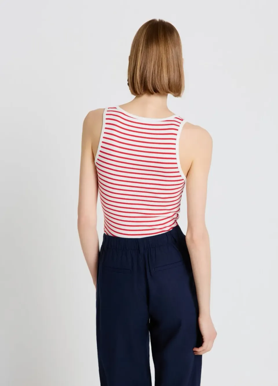 Calliope top raye femme col V bretelles larges