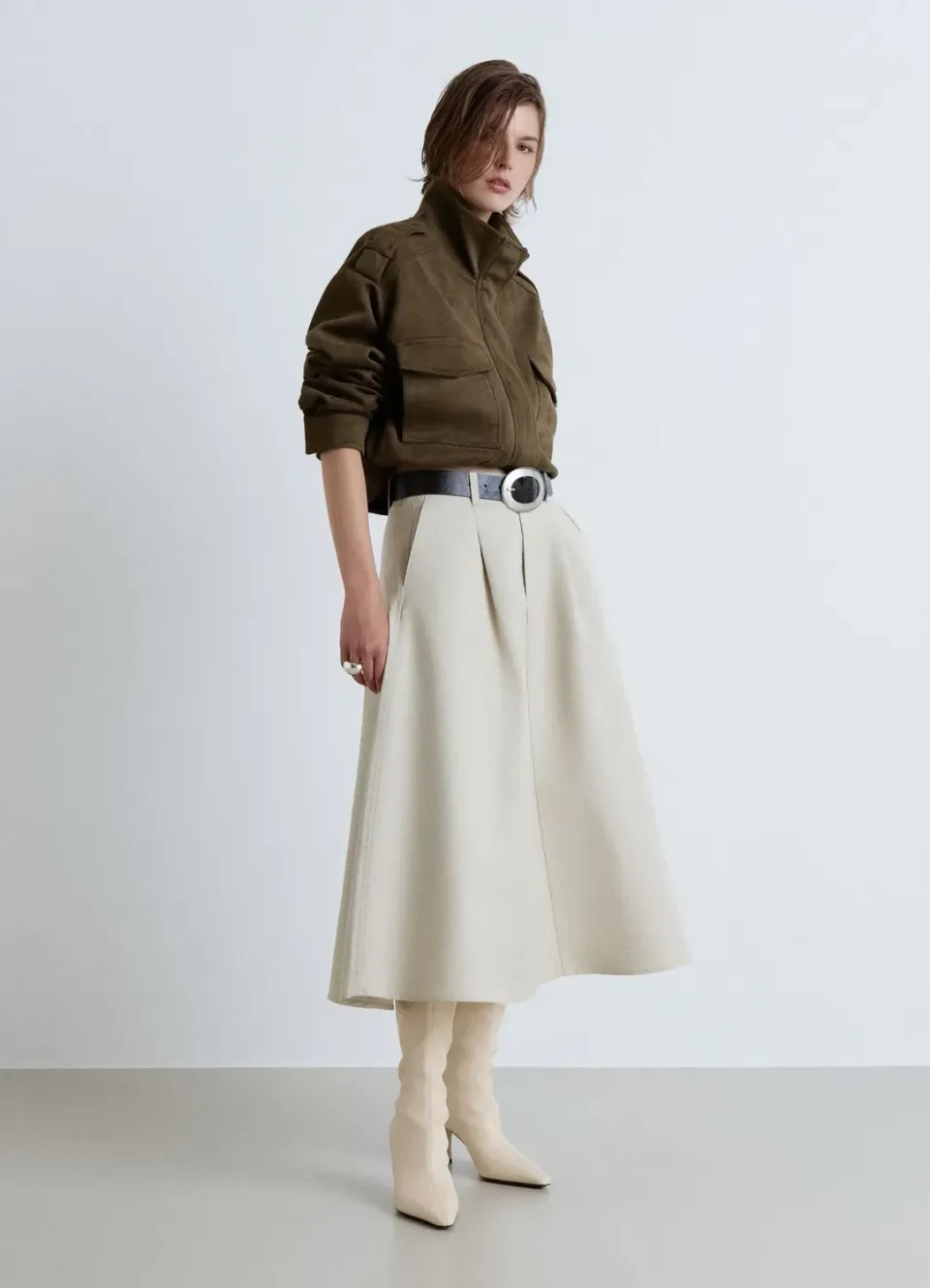 Calliope jupe femme plissée taille haute à poches