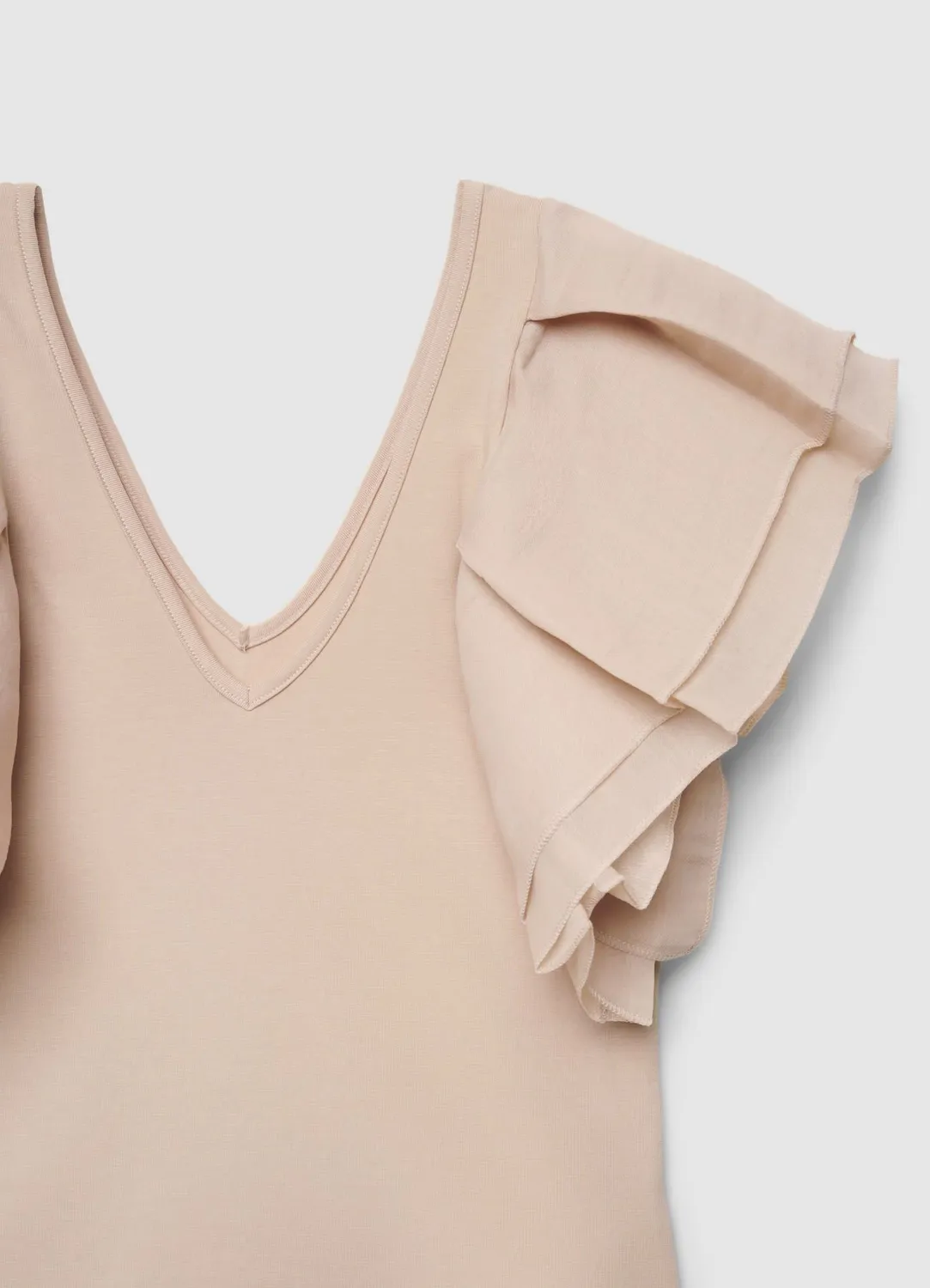 Calliope t-shirt femme col V volants organza