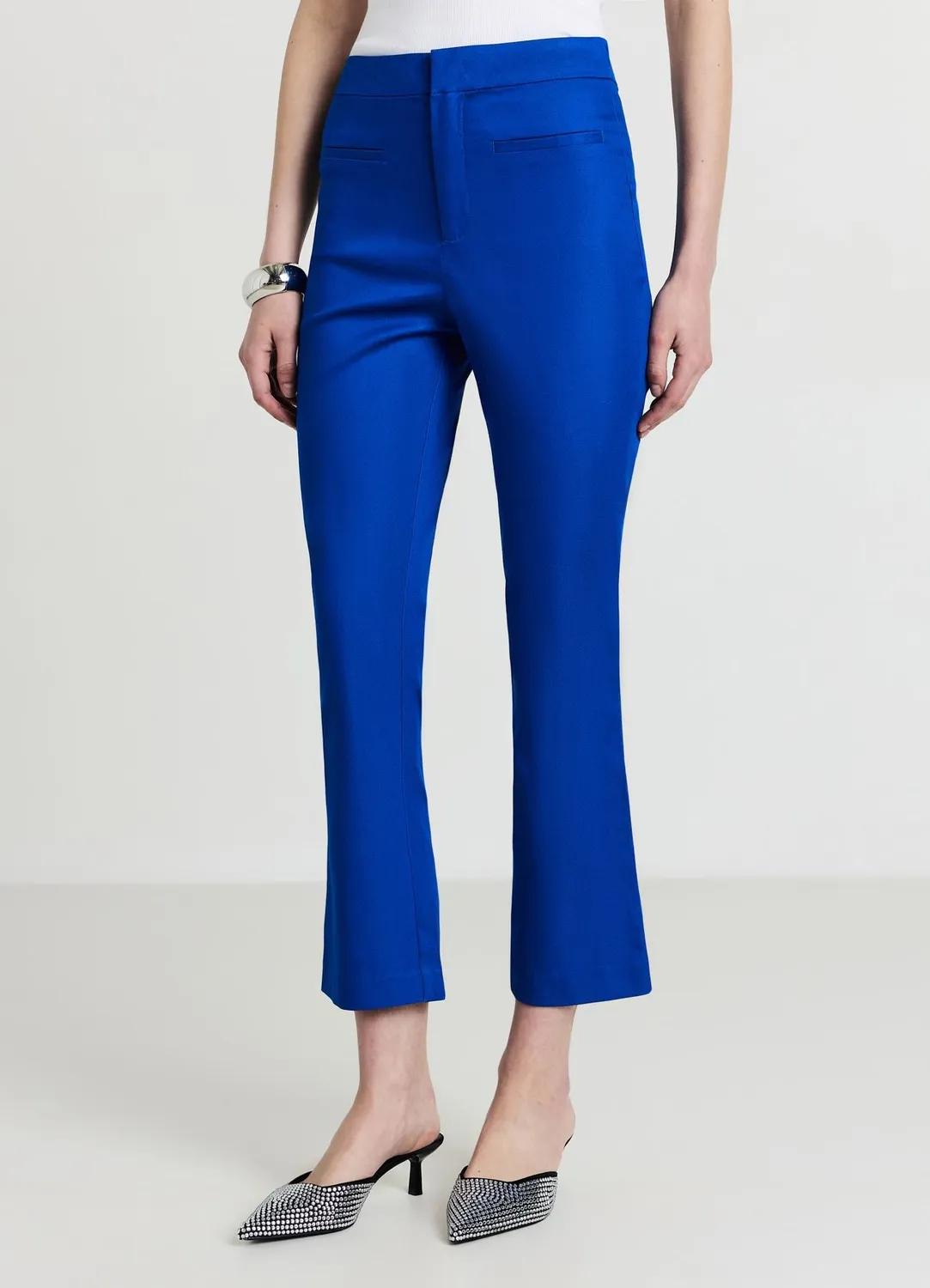 Calliope pantalon cropped flare femme coton rasatello