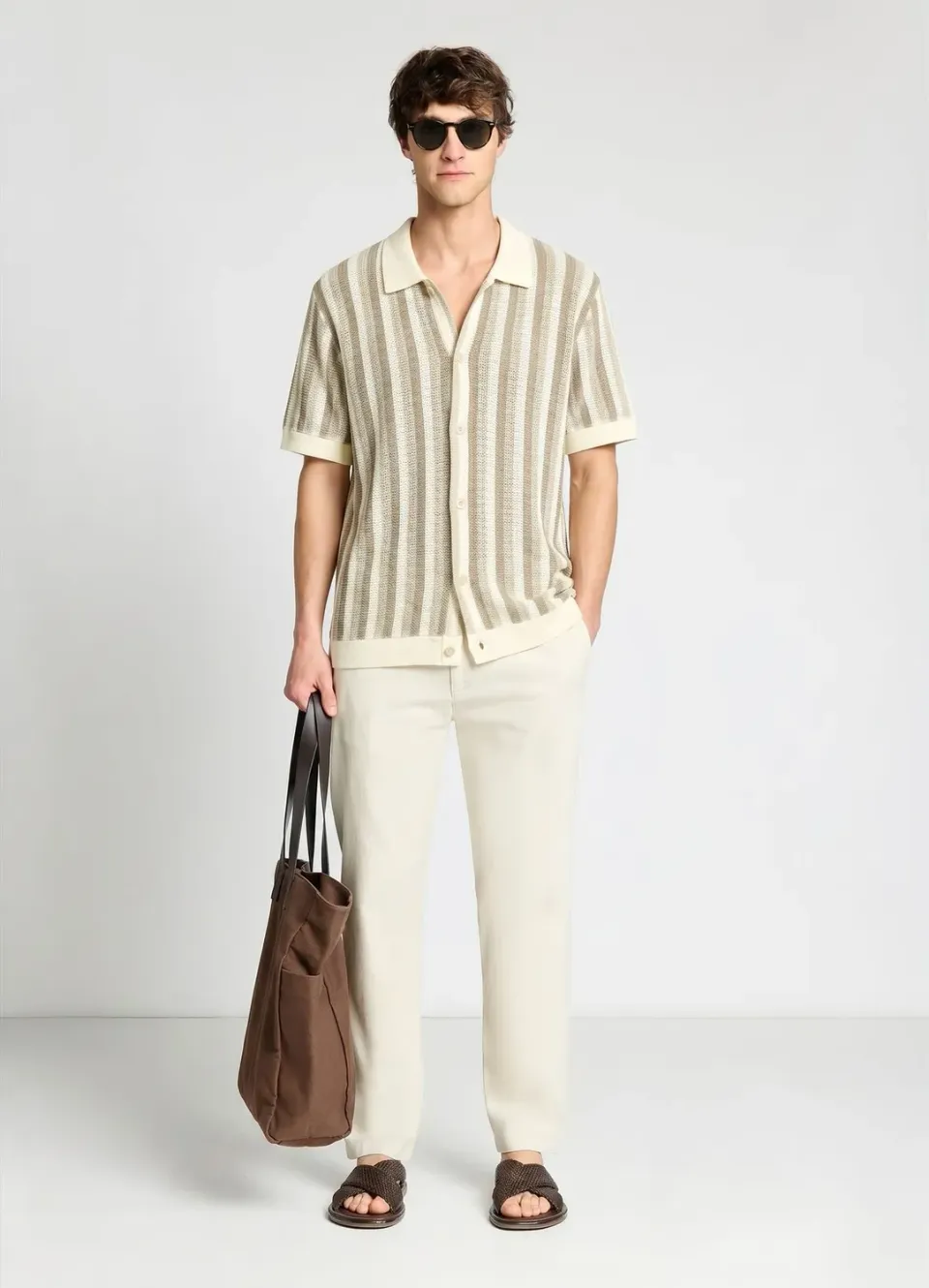Calliope maglia chemise homme rayée manches courtes