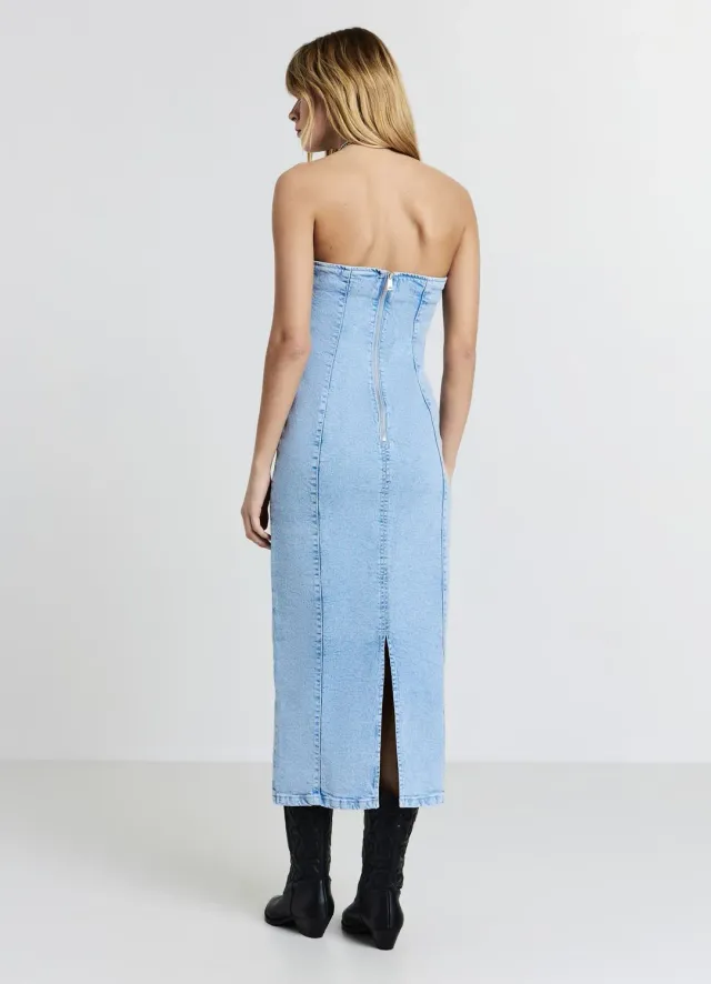 Calliope Atelier Robe fourreau denim femme sans manches