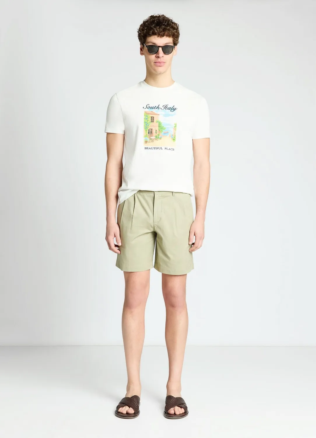 Calliope bermuda à pinces short homme uni passants ceinture