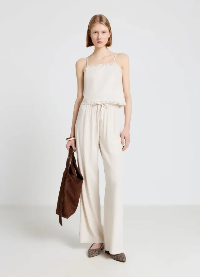 Calliope top uni bretelles passementerie femme