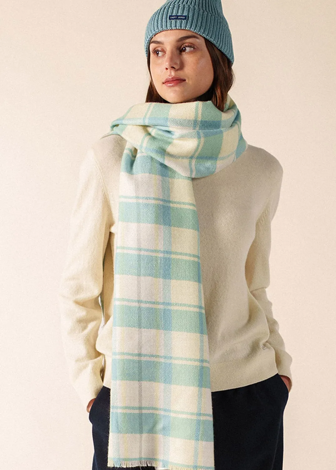 Saint James DOUX RELIEF foulard à carreaux laine